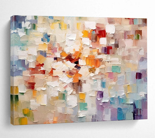 “Soft - Colored Patchwork - Pastel Squares Abstract Painting On Canvas” DKH862