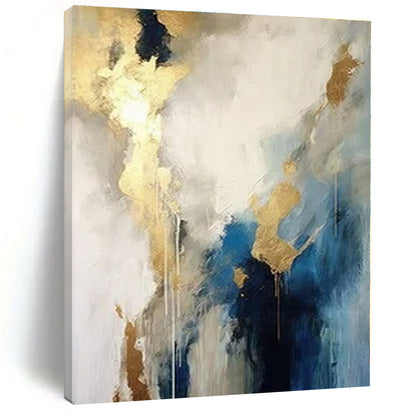 Blue - Gold Nebula - Abstract Fluid Oil Painting CT1240