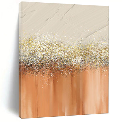 “Glistening Gold and Peach” - Abstract Textured Art CT2018
