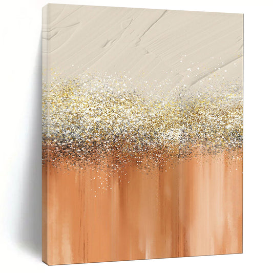 “Glistening Gold and Peach” - Abstract Textured Art CT2018