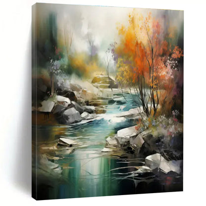“Colorful Abstract Forest Stream” ，Abstract Landscape Painting CT0832
