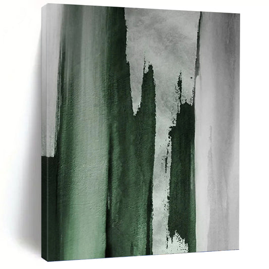 “Green & Gray Abstract Strokes” - Green & Gray Abstract Painting On Canvas DKH1216