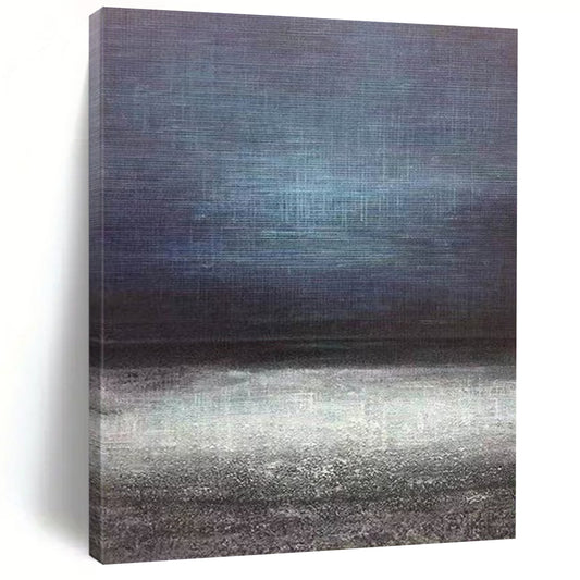 “Dark Abstract Horizon” - Blue, Gray, Black Abstract Landscape Painting On Canvas DTP259