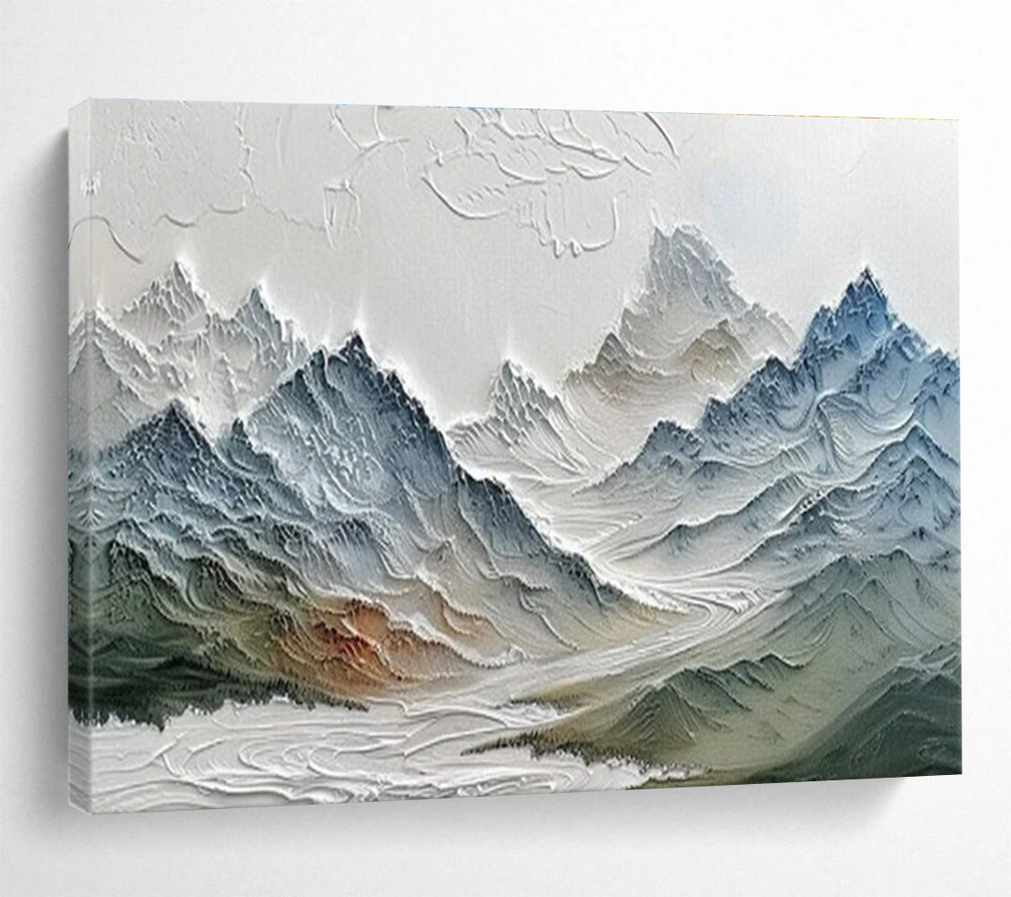 “Textured Colorful Mountain Range” Impasto Landscape Painting On Canvas DKH453