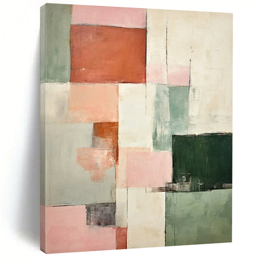 Pastel Geometric Collage - Minimalist Geometric Abstract Painting On Canvas CT2299