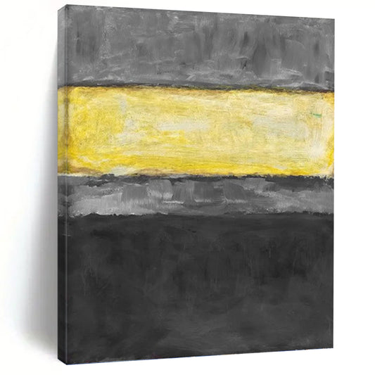 “Gray & Yellow Horizontal Stripes” - Abstract Color - Field Painting On Canvas DKH1625
