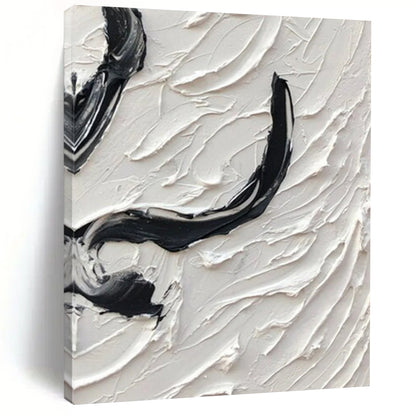 “Black, White Swirl ‘Expressive Whirl’” - Abstract Impasto Painting On Canvas DTP400