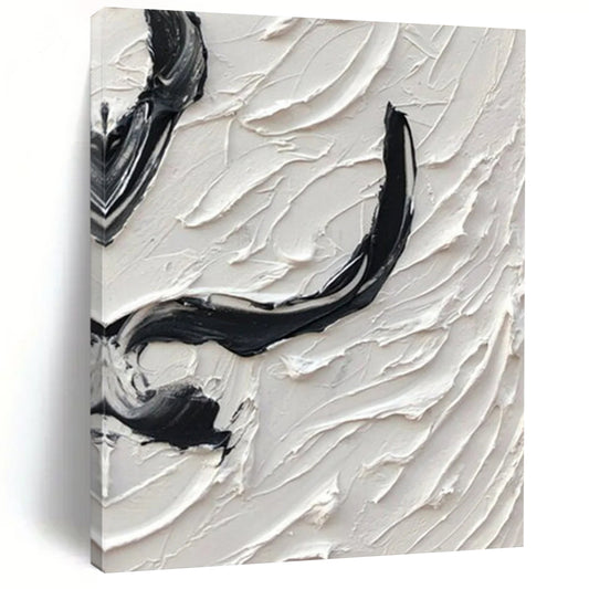 “Black, White Swirl ‘Expressive Whirl’” - Abstract Impasto Painting On Canvas DTP400