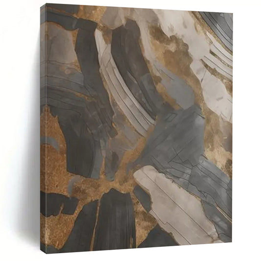 “Black - Gold Textured Abstraction” - Textured Abstract Painting On Canvas DTP137