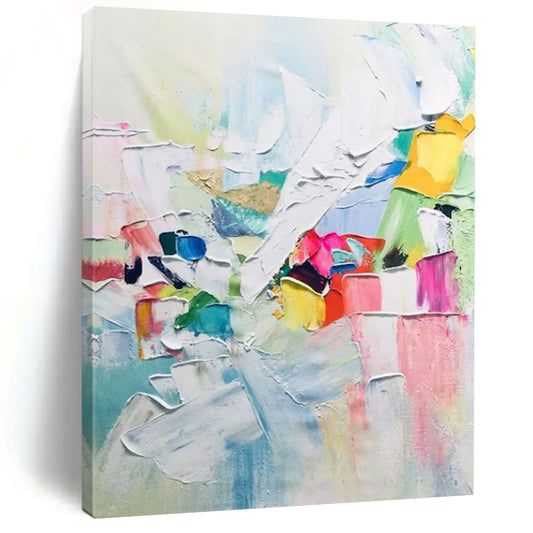 “Rainbow Block Party” - Multicolor, Textured Abstract Celebration Painting On Canvas DTP279