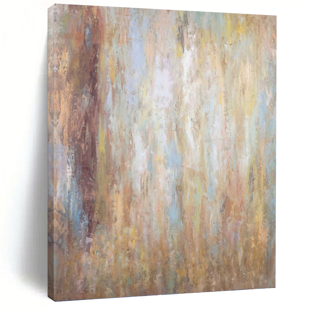 “Warm - Toned Abstract Layers” - Beige, Brown & Blue Textured Painting On Canvas DKH0946