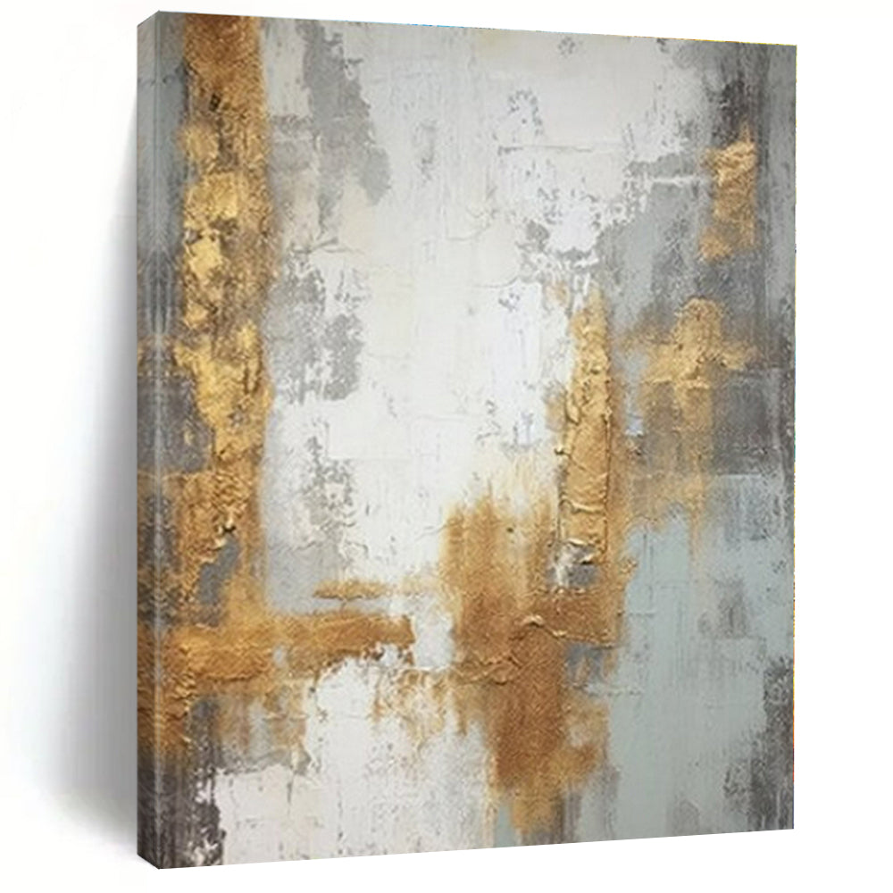 Grey - Gold Textured Abstract - Abstract Impasto Acrylic CT1270