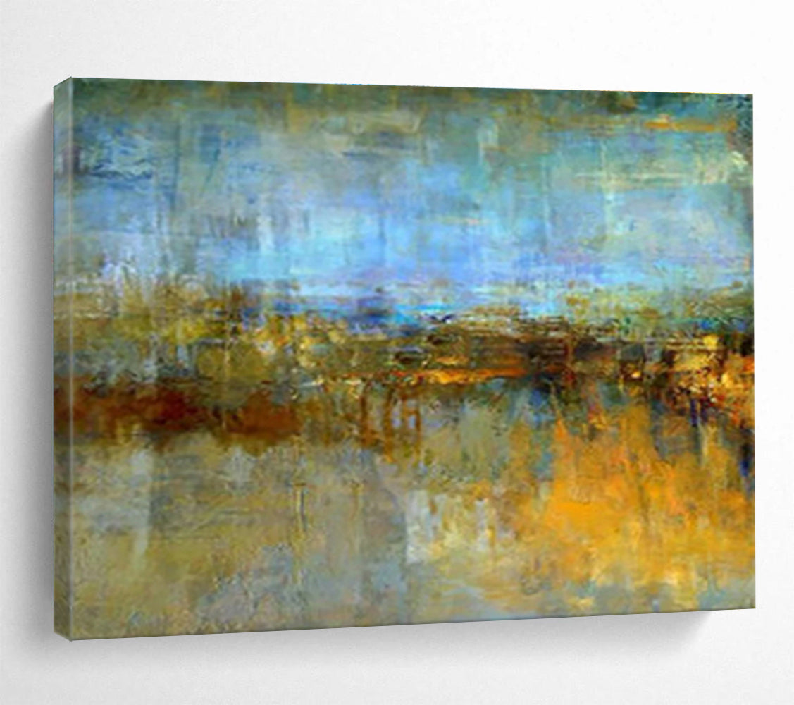 “Blue - Hued Abstract Landscape” Abstract Oil Painting On Canvas DKH372
