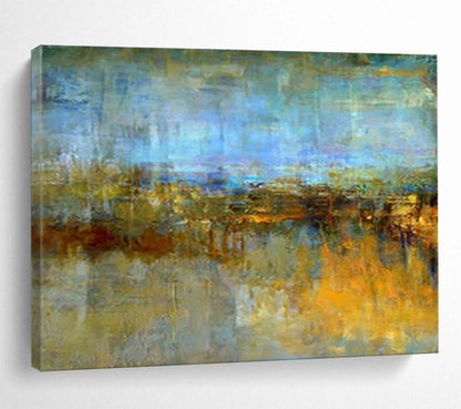 “Blue - Hued Abstract Landscape” Abstract Oil Painting On Canvas DKH372
