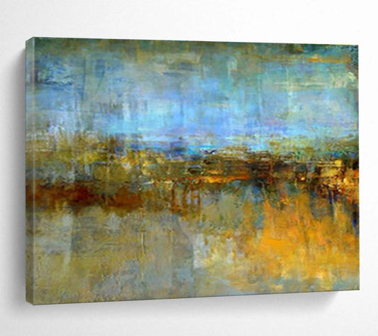 “Blue - Hued Abstract Landscape” Abstract Oil Painting On Canvas DKH372