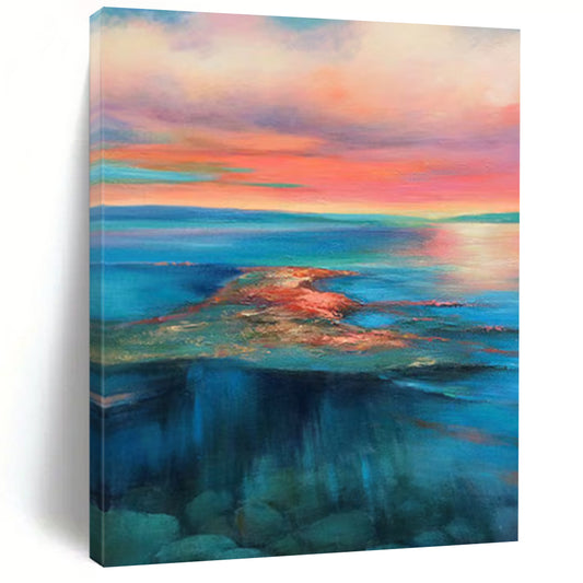 “Colorful Sunset Sea” - Impressionist Seascape Painting On Canvas DTP051