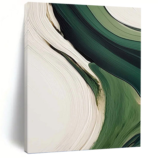 Fluid Green and White Abstract - Abstract Painting On Canvas DKH1468