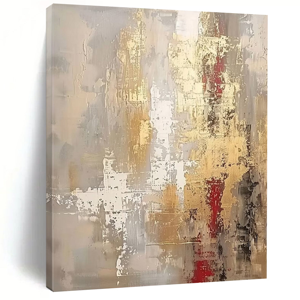 “Gray - Gold - Red Urban Abstract” – Urban - Inspired Abstract Art CT1017
