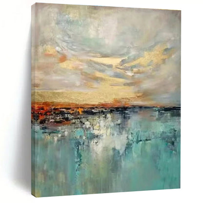 Abstract Landscape with Sky and Water - Impressionistic Abstract Landscape Painting CT1422