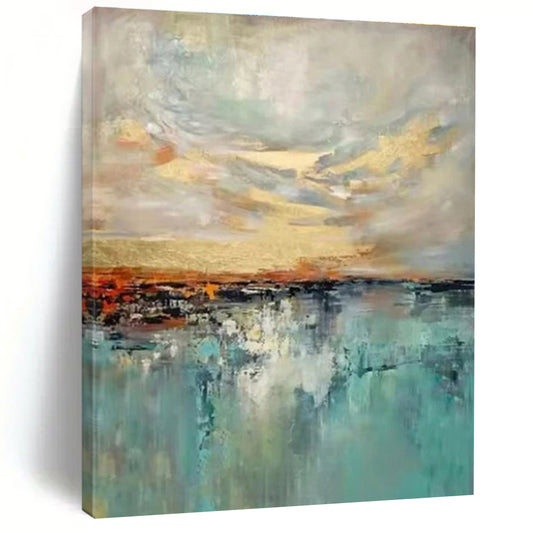 Abstract Landscape with Sky and Water - Impressionistic Abstract Landscape Painting CT1422