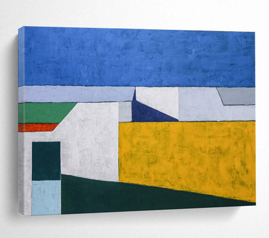 “Bold Color Block Geometry” Abstract Oil Painting On Canvas DKH557