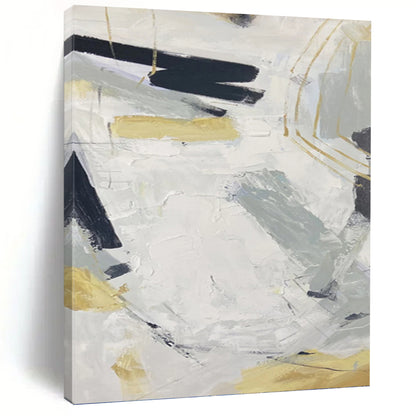 “Elegant Gray & Gold Abstract” - Gray, White & Gold Abstract Textured Painting On Canvas DKH1587