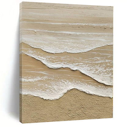 “Textured Sandy Shore Waves” – Impasto Seascape Painting CT1088