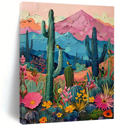 Colorful Desert Landscape - Impasto Landscape Painting On Canvas DKH1402