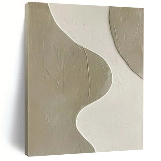 “Textured Beige & White Abstract” - Abstract Painting On Canvas CT2340
