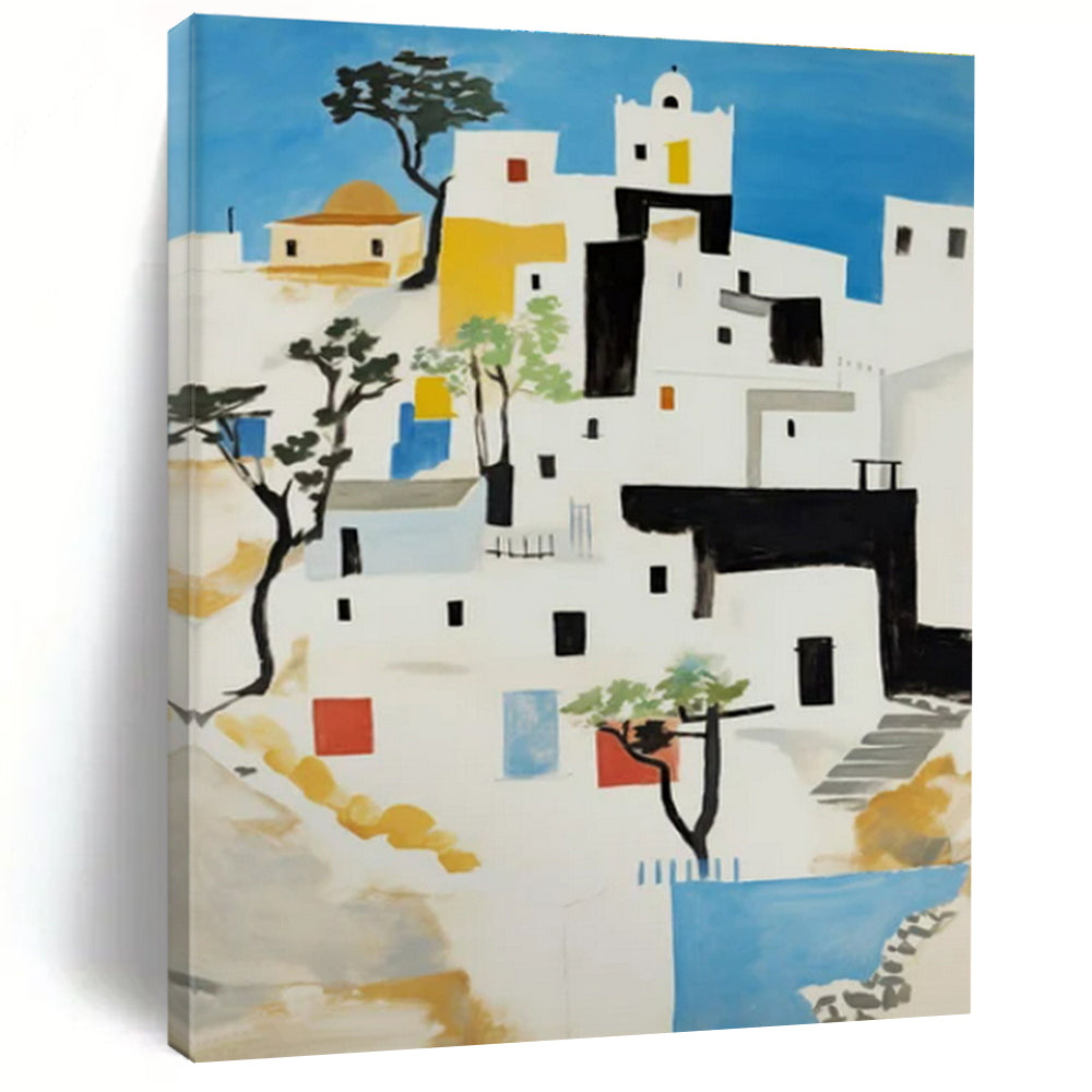 “Hilltop Village: Stylized Architectural Gouache” ，Architectural Gouache Art CT0882