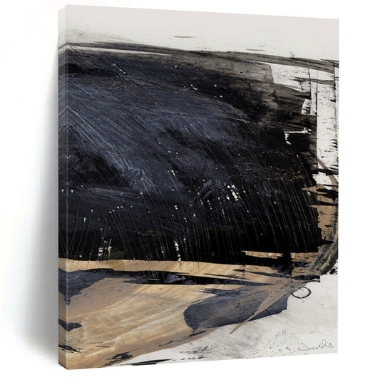 “Monochromatic Black Mass” - Black and Brown Abstract Painting On Canvas DTP202