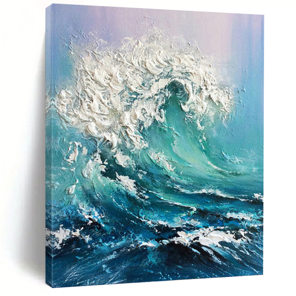 Textured Ocean Wave - Seascape Painting On Canvas DKH1448