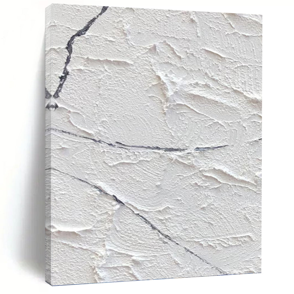 “White Plaster - Like Textures” - Minimalist Abstract Painting On Canvas DKH1673