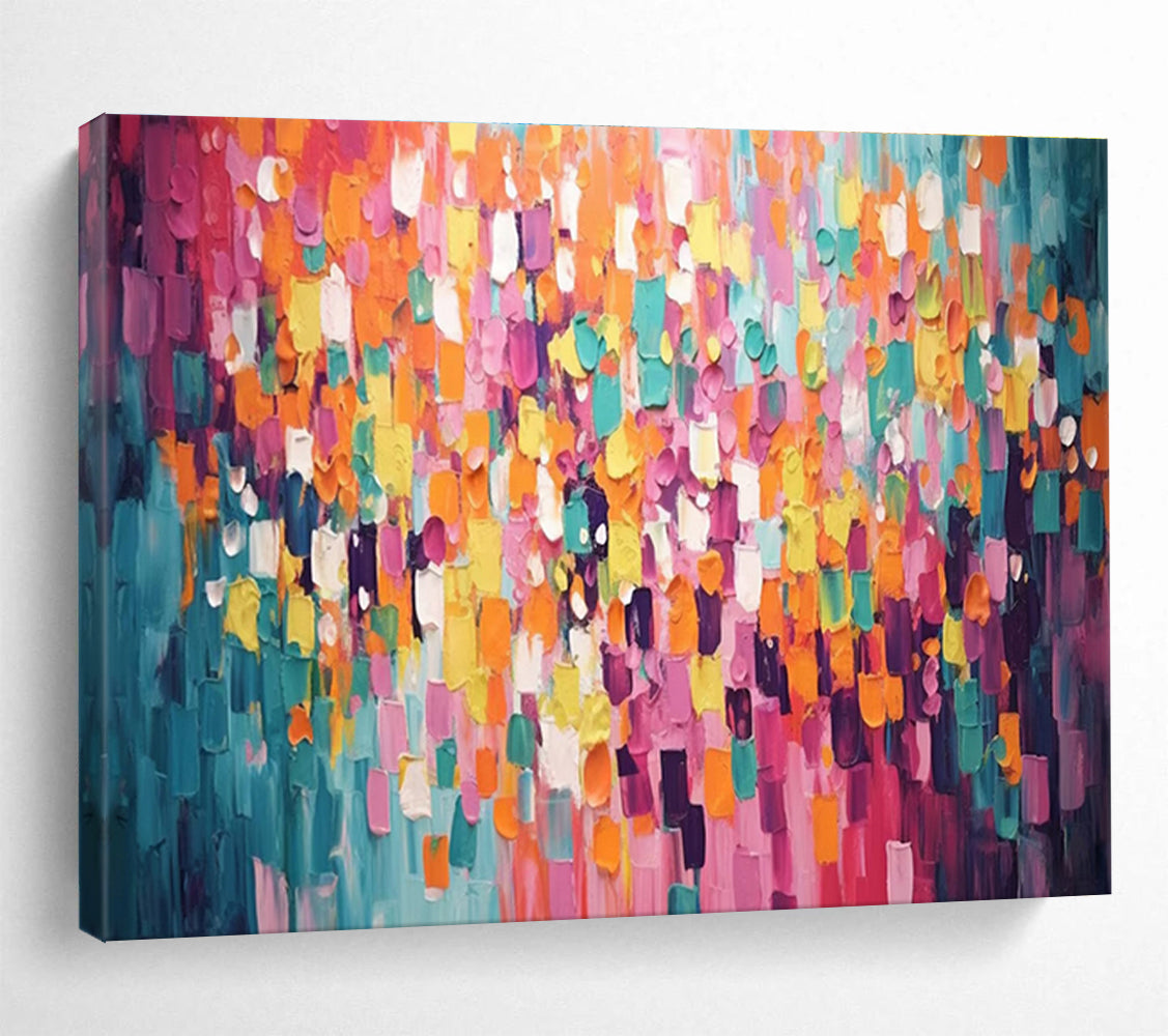 “Color Block Mosaic - Bright Square Abstract Painting On Canvas” DKH868
