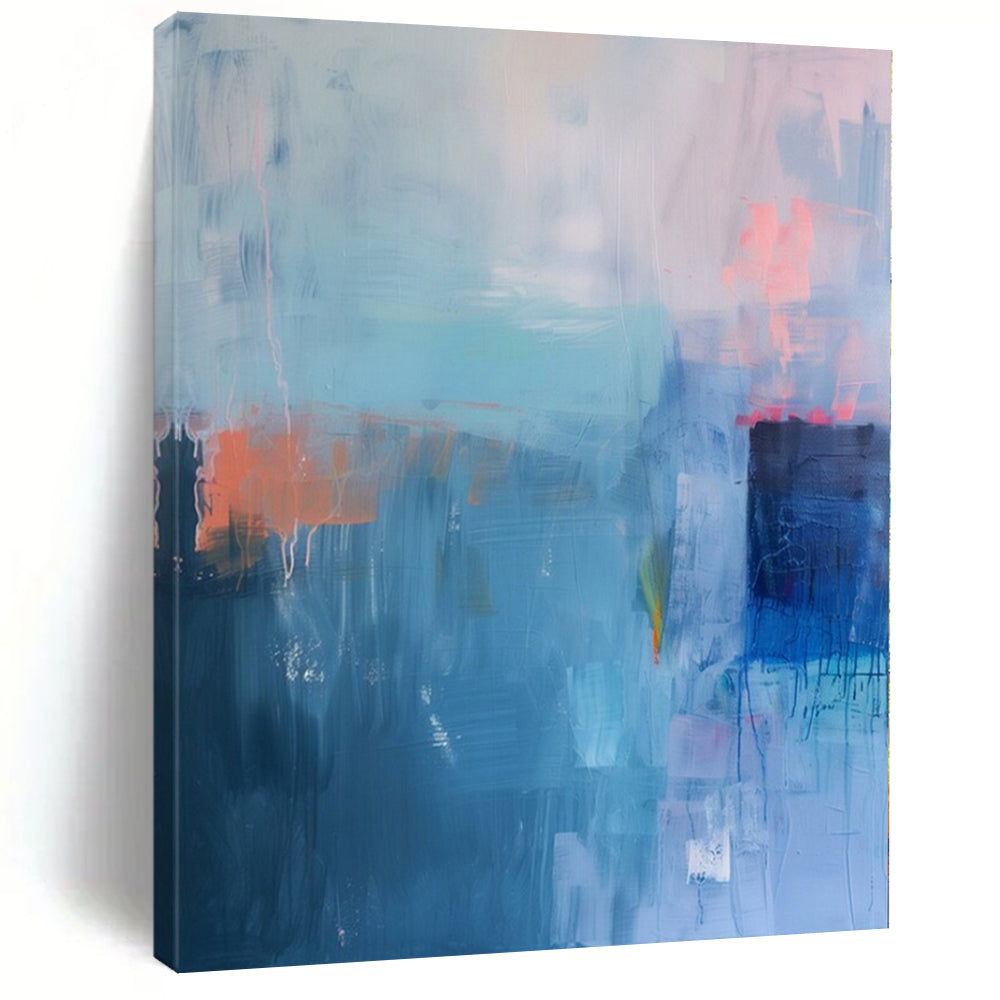 “Blue - Orange Abstract Drips” – Abstract Expressionist Painting CT1178