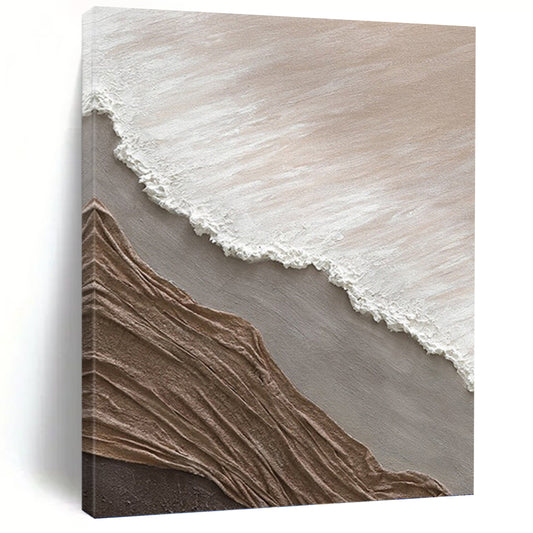“Neutral Textured Layers” - Beige, White, Gray & Brown Minimalist Mixed - media Painting DKH1036