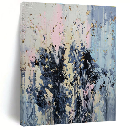 Pink - Blue - Gold Abstract Textures - Abstract Expressionist Acrylic Painting CT1404