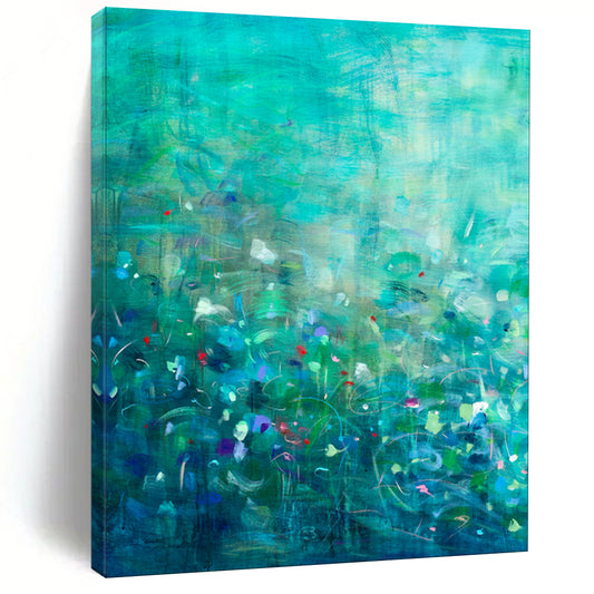 Teal, Colorful Flecks - "Enchanted Forest" - Abstract Landscape Painting CT1859