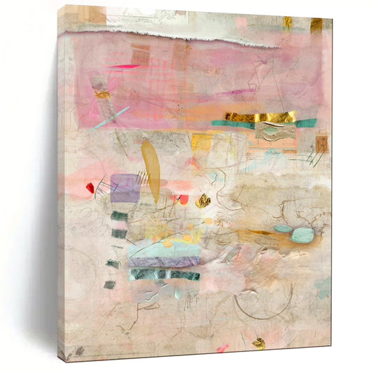 Pink, Gold, Mixed Media - "Elegant Chaos" - Mixed - media Abstract Art CT1853
