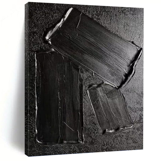 Black Textured Rectangles - Abstract Painting On Canvas DKH1333