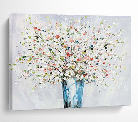Colorful Flower Bouquet - Impasto Floral Painting On Canvas DLZ220