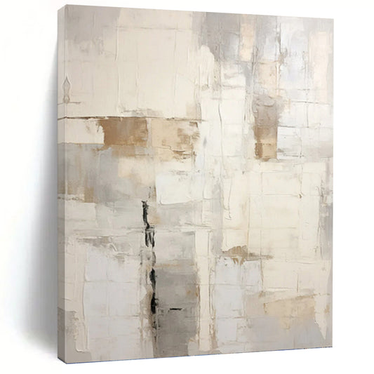 Neutral Grid Abstract - Abstract Geometric Painting On Canvas DKH1255