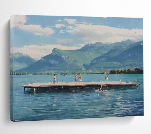 Realistic Landscape “Lakeside Leisure” Painting On Canvas DKH093