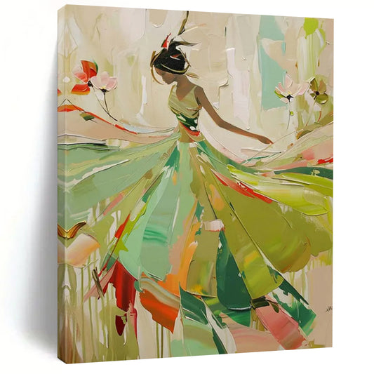 “Elegant Lady in Green” - Abstract Figurative Painting On Canvas DTP082