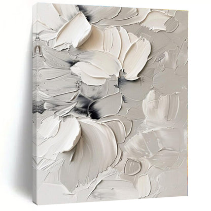 3D White Florals in Relief - Impasto Floral Acrylic CT1289