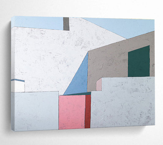 Pastel Shapes & Soft Edges in Blush, Beige, and Charcoal, Minimalist Abstract Painting On Canvas DKH572