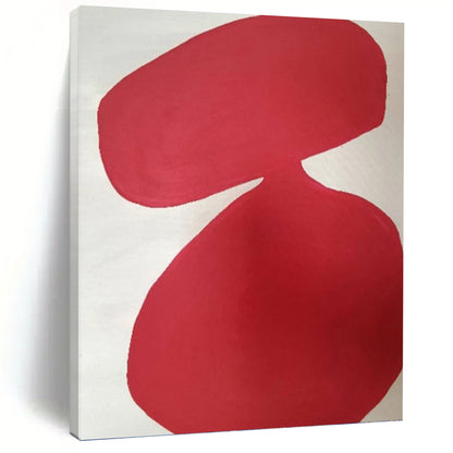 “Red Organic Shapes on White” - Minimalist Abstract Painting On Canvas DKH1079