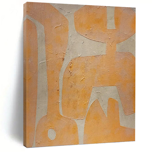 “Orange Geometric Forms” - Playful Abstract Painting On Canvas DKH1073