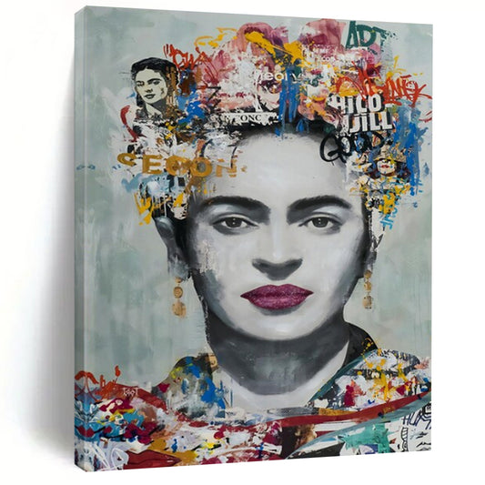 “Frida - Inspired Collage Portrait” - Colorful Collage Portrait Painting On Canvas CT2184