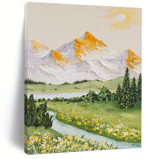 “Sunlit Mountain Landscape” - Colorful Impressionistic Landscape Painting DKH1037